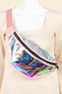 Large Iridescent Clear Fanny Pack Bag