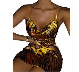 Yellow Zebra Print Bodycon Dress