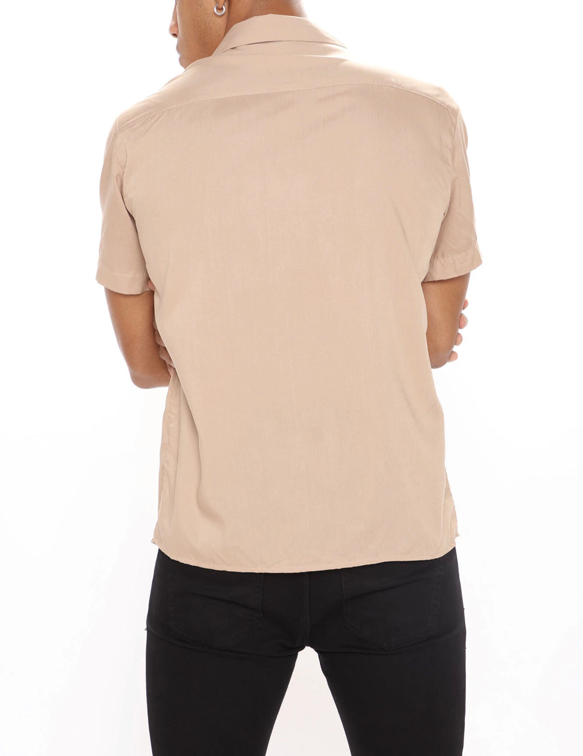 Taupe Short Sleeve Woven Top