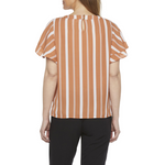 Load image into Gallery viewer, Liz Claiborne Short Sleeve Double Ruffle Blouse
