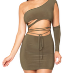 Load image into Gallery viewer, One Shoulder Cutout Mini Dress
