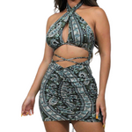 Load image into Gallery viewer, Printed Tie Halter Top Mini Dress
