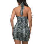 Load image into Gallery viewer, Printed Tie Halter Top Mini Dress
