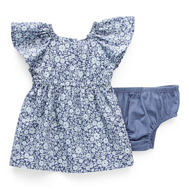 Okie Dokie Worn Indigo Baby Girls Short Sleeve A-Line Dress